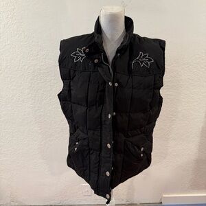 Cowgirl Hardware Black Rhinestone -Studded Puffer Vest Size XL Western Rodeo